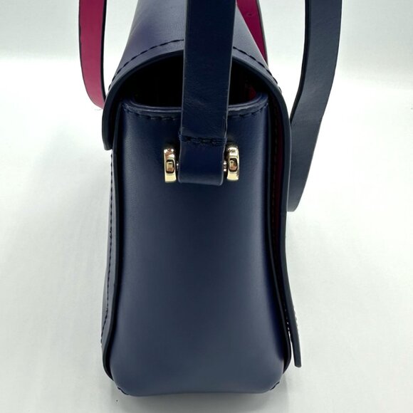 💰 EUC Kate Spade Avva Arbour Hill Smooth Leather Flap Crossbody - Blue/Pink - Picture 5 of 16